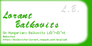 lorant balkovits business card